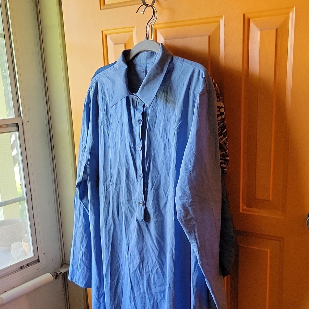 Women's Blue Long-Sleeve Maxi Dress
